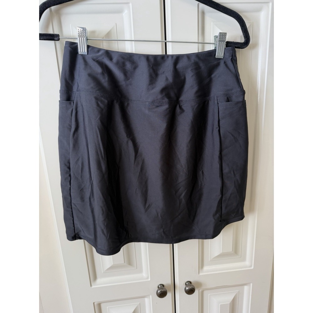Black Athletic Skort Swim‎ Bottom High Waisted Pocket Active Beach Medium EUC